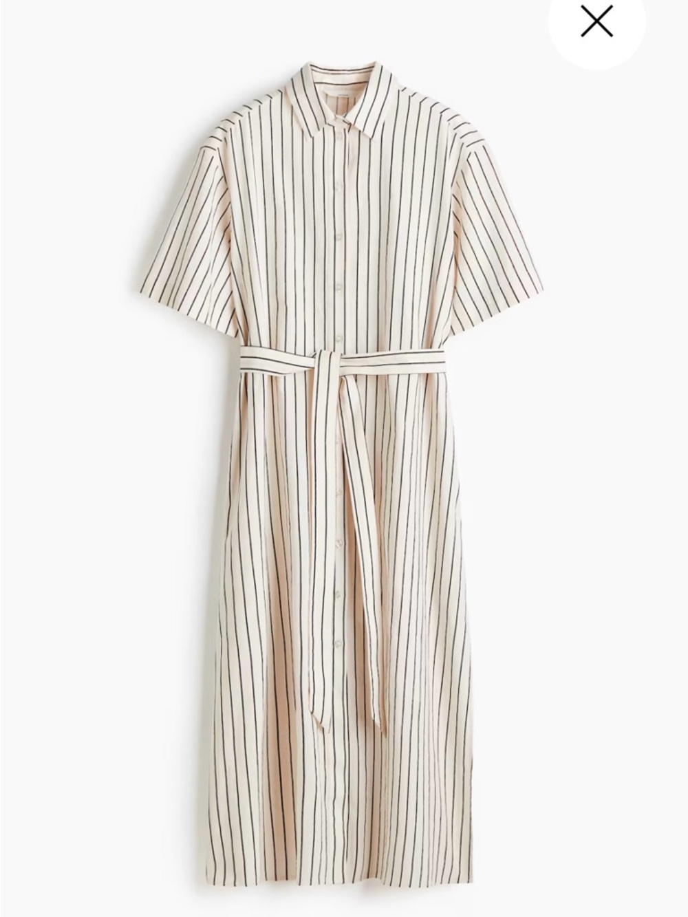 H&M Cream and Black Stripe Linen Dress XS